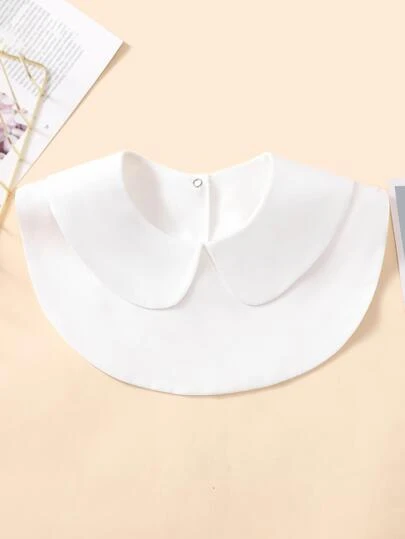 1pc Women's White Peter Pan Collar Shoulder Pad Removable Back Button Decor Round Neck Top  Accessories Women