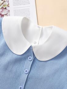 1pc Women's White Peter Pan Collar Shoulder Pad Removable Back Button Decor Round Neck Top  Accessories Women - White - View 7