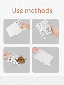 5pcs Portable Personalized Graffiti & Disposable Pet Waste Bags, Outdoor Disposable Thickened Dog Poop Scoop That Is Not Easy To Deform - White - View 6