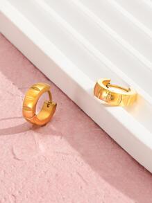 1 对可爱优雅不锈钢环形耳环，适合女孩，简约装饰，适合青少年时尚日常生活珠宝 - 金黃色 - 查看 3