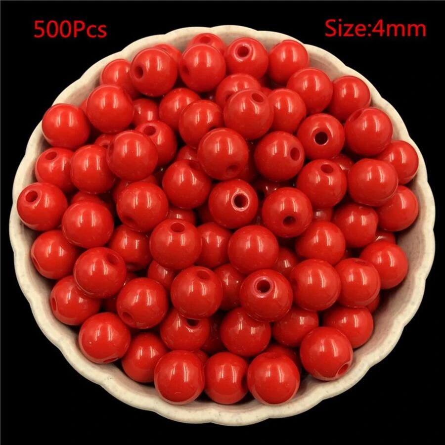 500 piezas/set Accesorio de joya DIY cuenta - Rojo - Ver 1