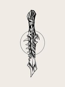 1 pieza Tatuaje temporal personalizado con diseño de garra oscura - Negro - Ver 2