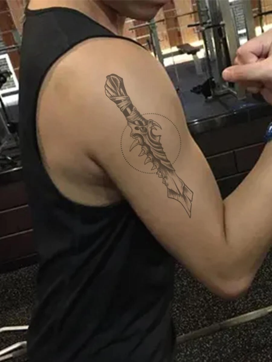 1 pieza Tatuaje temporal personalizado con diseño de garra oscura - Negro - Ver 1