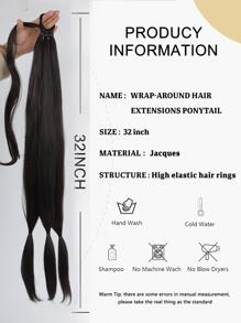 Extra Long Braided Ponytail Synthetic Hair Extension - Black - View 3