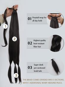 Extra Long Braided Ponytail Synthetic Hair Extension - Black - View 4