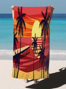 1入組超細纖維海灘日落圖案沙灘巾,快幹,柔軟的,合適的適用於男士和女性戶外使用 - 彩色 - 查看 1