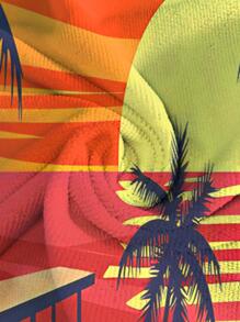 1入組超細纖維海灘日落圖案沙灘巾,快幹,柔軟的,合適的適用於男士和女性戶外使用 - 彩色 - 查看 3