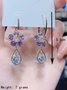 Bông tai hình giọt nước trang trí bằng đá khối Zirconia - Nhiều màu - Xem 4