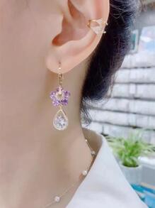 Bông tai hình giọt nước trang trí bằng đá khối Zirconia - Nhiều màu - Xem 2
