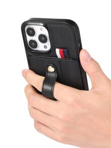 Luxury PU Leather With Wallet Card Slot Magnetic Cover Phone Case - Black - View 2