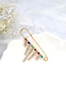 水钻流苏装饰别针设计胸针 - 彩色 - 查看 1