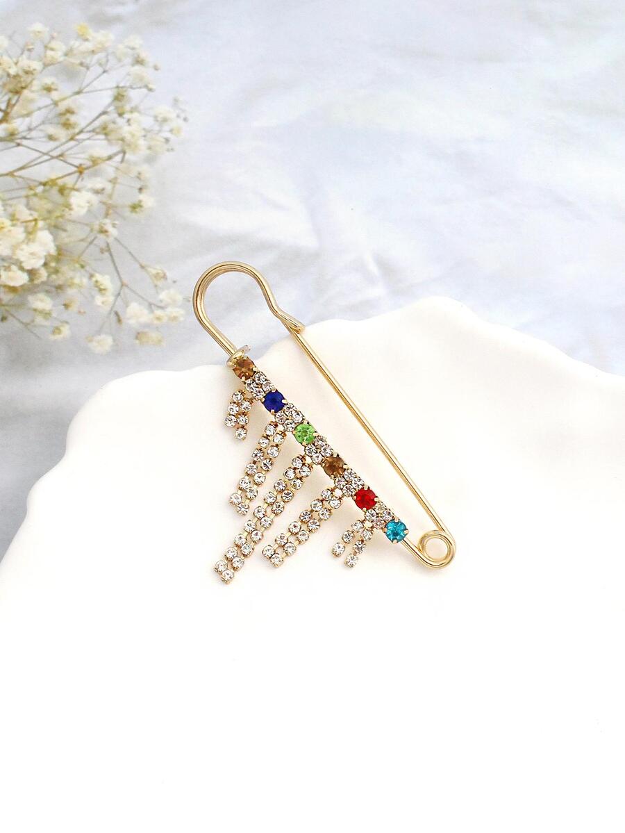 水钻流苏装饰别针设计胸针 - 彩色 - 查看 1