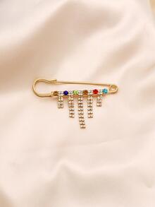 水钻流苏装饰别针设计胸针 - 彩色 - 查看 2