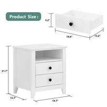 21.7'' Tall 2 - Drawer Nightstand in White End Table - trắng - Xem 6