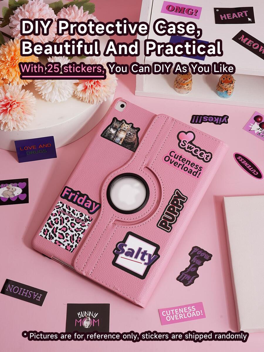 1pc Rotatable Case With DIY Sticker Compatible With Samsung Galaxy Tab