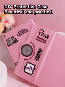 1 Stück drehbares Gehäuse mit DIY Aufklebern kompatibel mit IPad 7/8/9. Generation (10,2 Zoll), IPad Mini 4/5/6