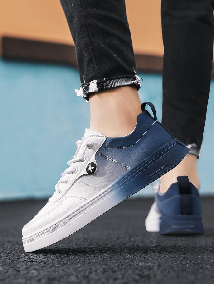 Men Two Tone Skate Shoes - Blue and White - View 1
