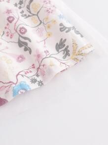 小女童印花旗袍領網紗覆蓋旗袍洋裝