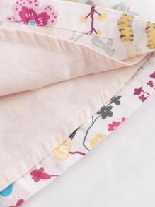 小女童印花旗袍領網紗覆蓋旗袍洋裝