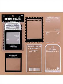 15pcs Transparent Sticker With Black & White Border For Collage Scrapbooking - Multicolor - View 6