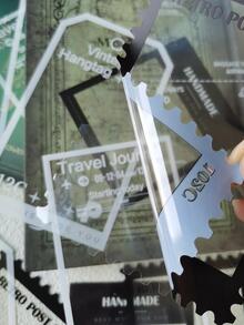 15pcs Transparent Sticker With Black & White Border For Collage Scrapbooking - Multicolor - View 3