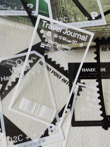 15pcs Transparent Sticker With Black & White Border For Collage Scrapbooking - Multicolor - View 4