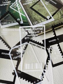15pcs Transparent Sticker With Black & White Border For Collage Scrapbooking - Multicolor - View 1