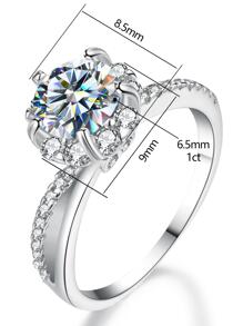 ESBERRY 925纯银钻石订婚戒指，适合作为送给女朋友的礼物 - 銀色 - 查看 5