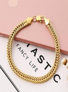 1pc Exquisite Yellow Gold Color Alloy Chain Men's Sideways Foxtail Bracelet - Yellow Gold - View 2