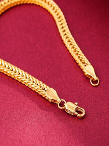 1pc Exquisite Yellow Gold Color Alloy Chain Men's Sideways Foxtail Bracelet - Yellow Gold - View 5