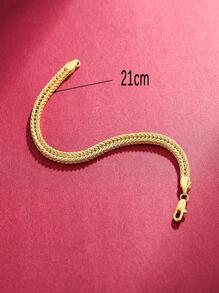 1pc Exquisite Yellow Gold Color Alloy Chain Men's Sideways Foxtail Bracelet - Yellow Gold - View 6