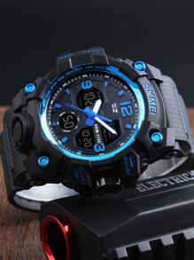 Skmei 电子运动双机芯大表盘防水手表 - 藍色 - 查看 2