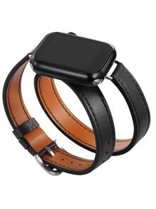 1 chiếc Dây đeo bằng da thể thao thời trang hình quả táo dành cho cả nam và nữ, tương thích với đồng hồ Apple 45mm 49mm 38mm 40mm 41mm 42mm 44mm 46mm, tương thích với đồng hồ Apple Series Ultra/SE/10/9/8/7/6/5/4/3/2/1 - màu đen - Xem 2