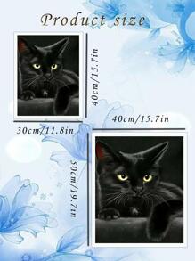 貓樣式DIY鑽石畫成套工具,水鑽裝飾禮品,合適的適用於成年人初學者,偉大適用於家庭裝飾和房間牆面裝飾 - 彩色 - 查看 3