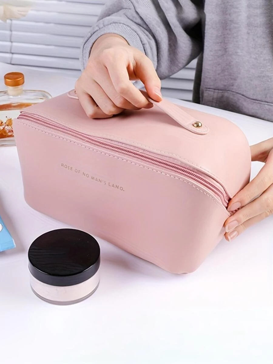 這款便攜式大容量化妝包讓您輕裝上陣，適合您化妝的簡單洗漱包 - 粉色 - 查看 1