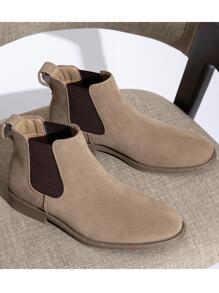 SHOESMALL Men's Chelsea Boots Casual Suede Fall Ankle Boots Simple Style Boots For Men - 咖啡棕 - 查看 2
