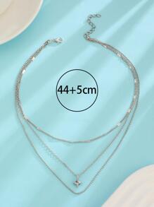 1 Máy Tính Thời Trang Hợp Kim Kẽm Đá Hình Học Charm Lớp Vòng Cổ Cho Nữ Trang Trí Hàng Ngày - Bạc - Xem 6