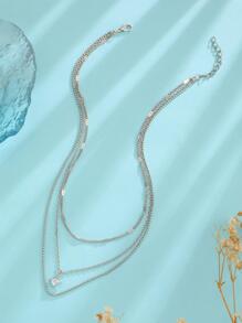 1 Máy Tính Thời Trang Hợp Kim Kẽm Đá Hình Học Charm Lớp Vòng Cổ Cho Nữ Trang Trí Hàng Ngày - Bạc - Xem 4