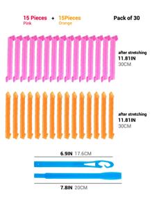 30入組無熱捲髮器無熱螺旋捲髮器造型套件，帶造型鉤，適合大多數髮型（粉紅色和橙色，30 公分） - 彩色 - 查看 4
