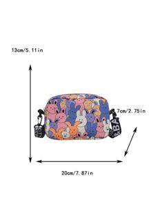 Mini Square Bag Cartoon Rabbit Graphic - Multicolor - View 8