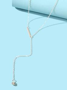 水鑽裝飾Y字項鍊 - 銀色 - 查看 3