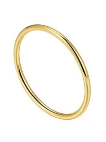 Stylever 1枚女士光滑素面925纯银经典单戒指，精致首饰，日常装饰礼品 - 金色 - 查看 5