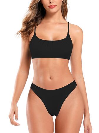 SHEKINI 2 件套女士纯色比基尼套装夏季海滩