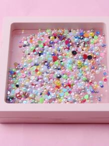 彩色仿珍珠美甲装饰，1 袋半圆形平底仿珍珠指甲饰物 DIY 美甲工艺品 - 彩色 - 查看 6
