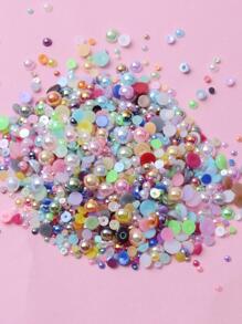 彩色仿珍珠美甲装饰，1 袋半圆形平底仿珍珠指甲饰物 DIY 美甲工艺品 - 彩色 - 查看 2