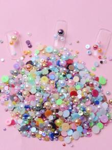 彩色仿珍珠美甲装饰，1 袋半圆形平底仿珍珠指甲饰物 DIY 美甲工艺品 - 彩色 - 查看 1
