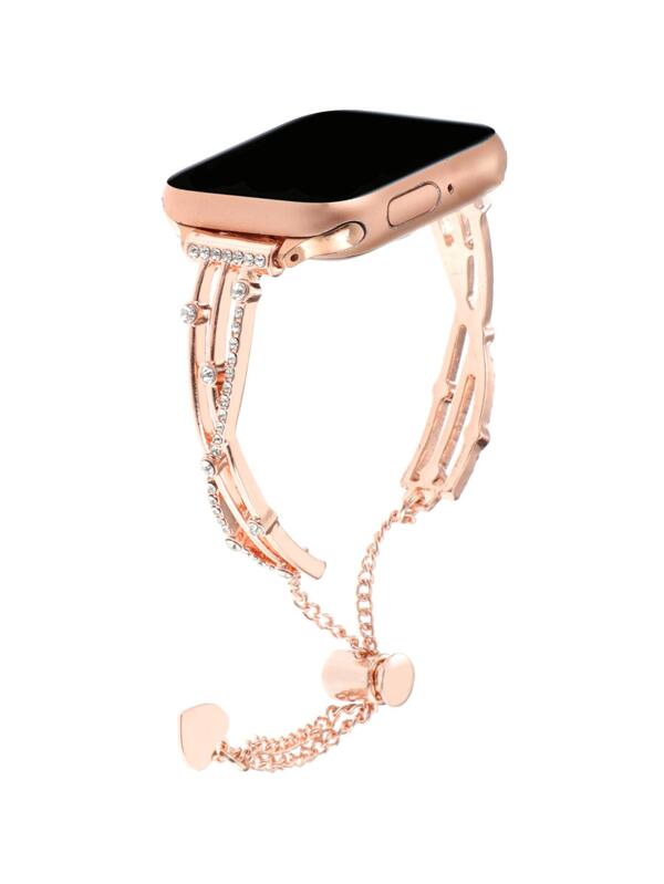 1pc Rhinestone Decor Zinc Alloy Apple Watch Band Compatible With Apple Watch 38mm 40mm 41mm 42mm 44mm 45mm 49mm WristBand Replacement Strap Compatible With Apple Watch Series 9 8 7 SE 6 5 4 3 2 1