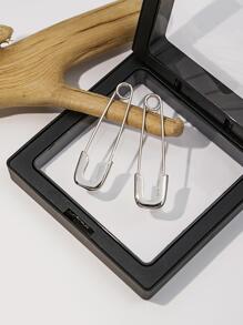 Hoa tai vòng thiết kế ghim - Bạc - Xem 2