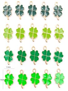 20入組綠色草莓葉形diy珠寶吊墜,女士/女孩製作手鍊、耳環、項鍊的飾品 - 綠色 - 查看 4