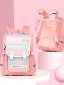 Nueva Mochila Escolar Ligera Para Niños Y Niñas De Grados 1-6, Con Protección De Columna Vertebral, Resistencia Al Desgaste, Doble Hombro Y Gran Capacidad - Rosa - Ver 1
